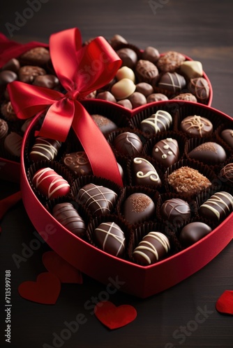 Heart-Shaped Box of Chocolates - Gourmet Treats for Indulgence and Romance, Valentine's Day Concept