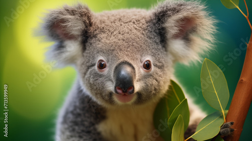 Adorable Koala Portrait with Lush Greenery