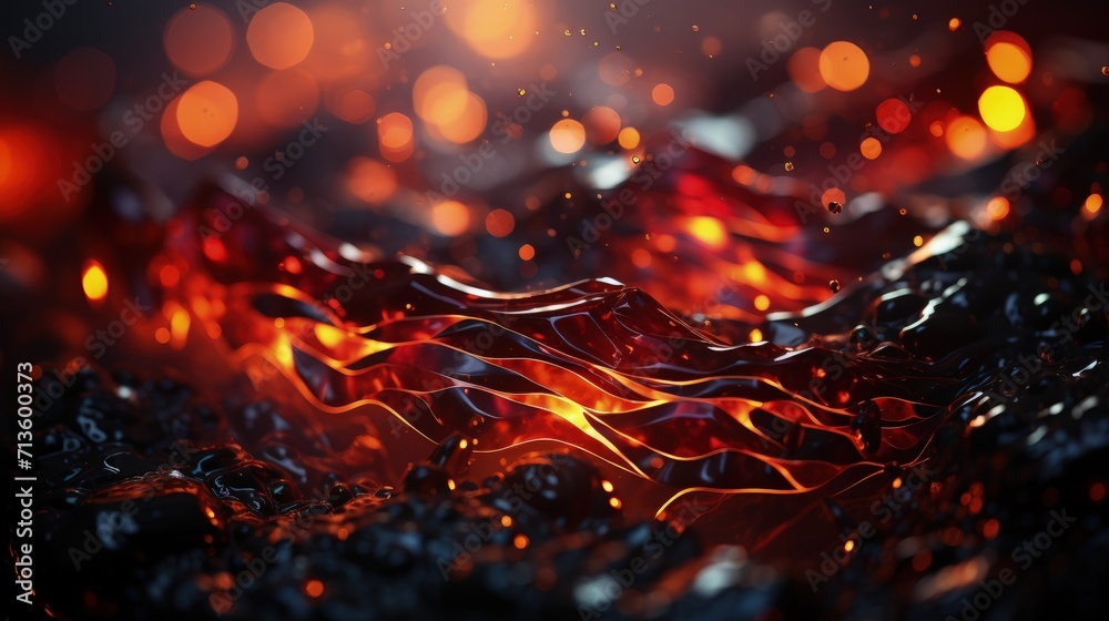 Captivating lava wallpaper: fiery beauty and volcanic landscapes in breathtaking visuals. Earth's core, hot lava flow, volcanic activity, nature's fiery display. - obrazy, fototapety, plakaty 