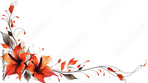 Illustration of a flower in the corner of a white leaf photo