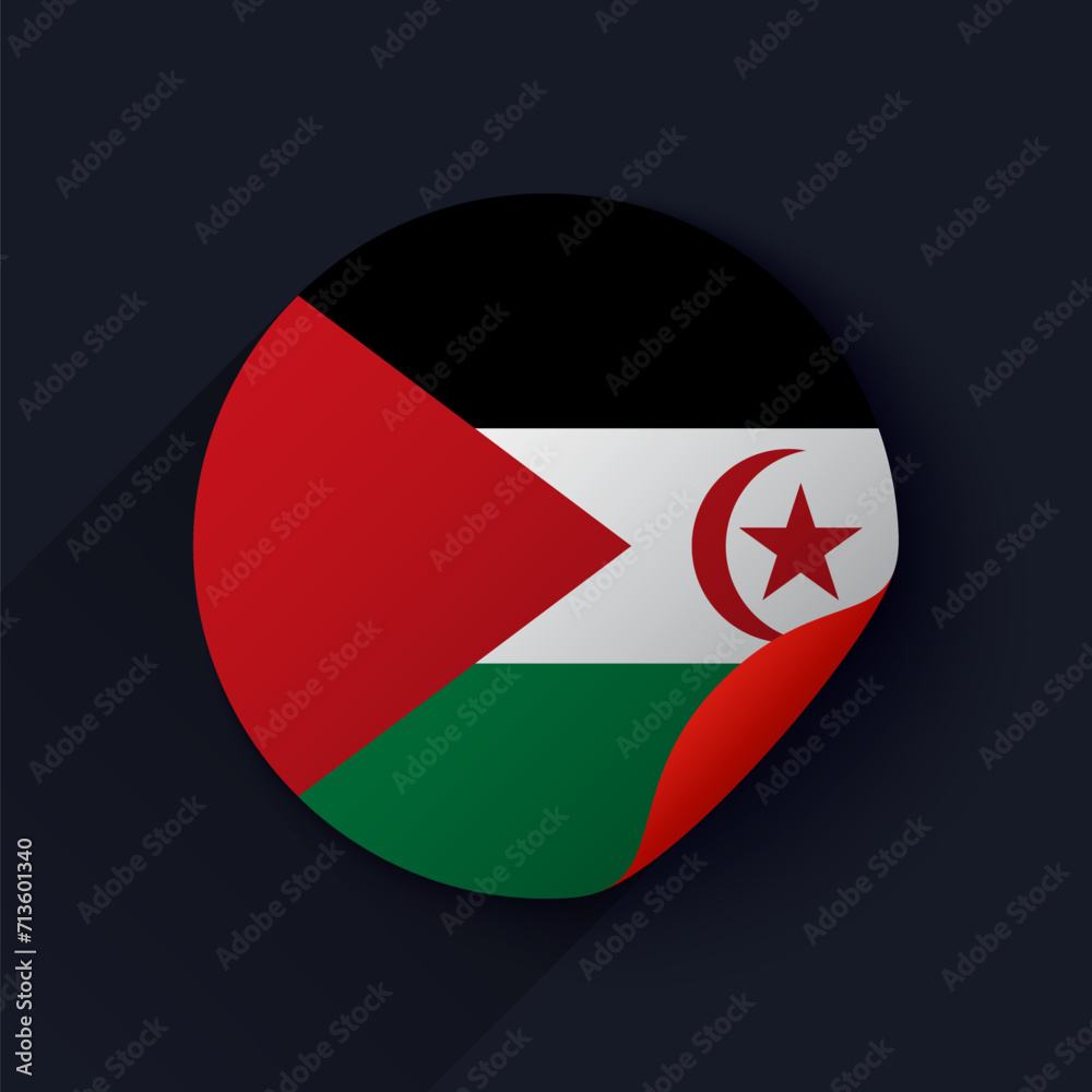 Western Sahara Flag Sticker Vector Illustration Western Sahara Flag Sticker Vector Illustration