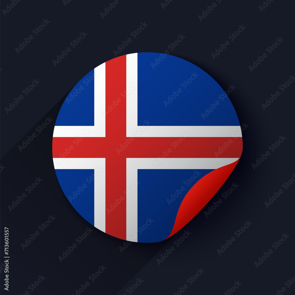Obraz premium Iceland Flag Sticker Vector Illustration