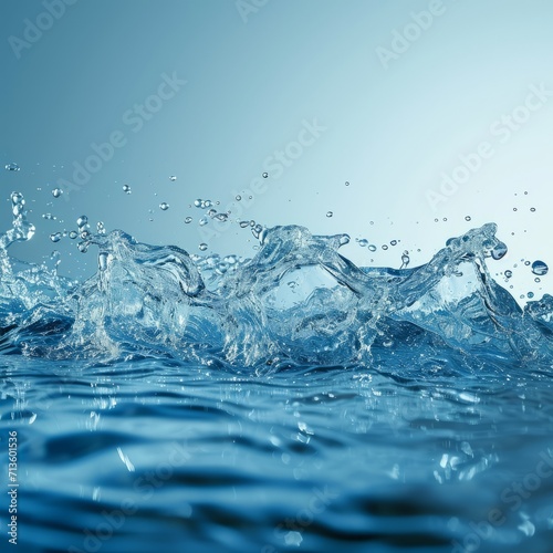 Image of flowing water waves from an aerial perspective. that receives light from sunlight This creates a bright blue surface suitable for personal care  cosmetics  pharmacy or beverage promotion.