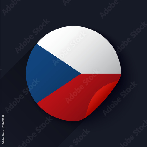 Czech Republic Flag Sticker Vector Illustration