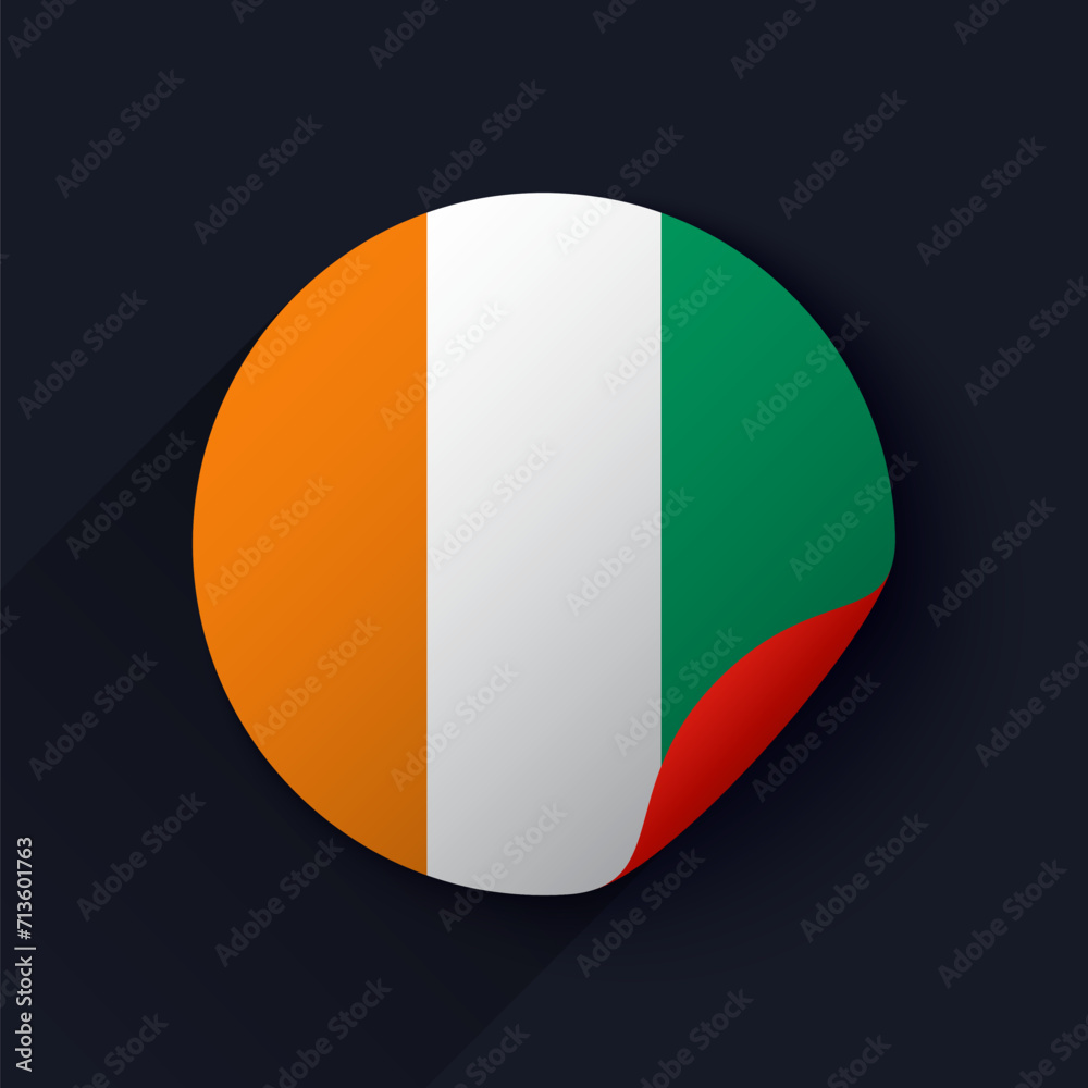 Fototapeta premium Ivory Coast Flag Sticker Vector Illustration