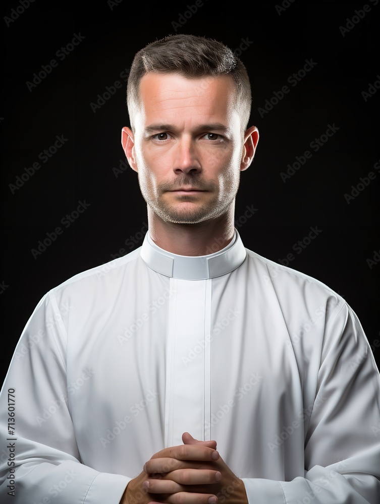 Fototapeta premium Spiritual Male Priest in Church, AI Generated