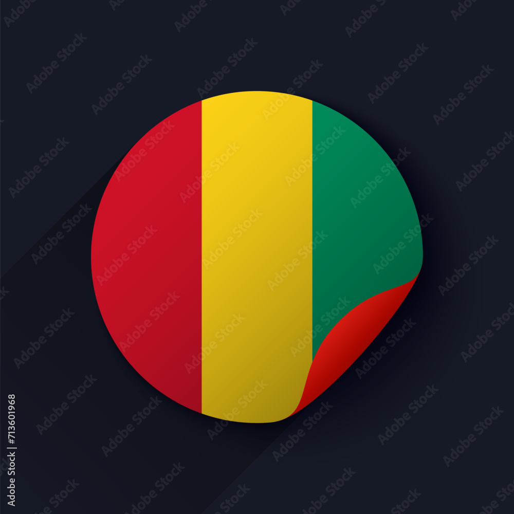 Fototapeta premium Guinea Flag Sticker Vector Illustration