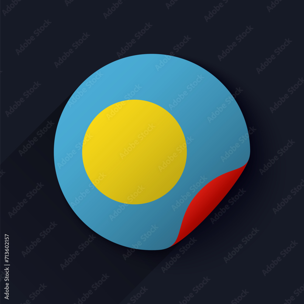 Palau Flag Sticker Vector Illustration Palau Flag Sticker Vector Illustration