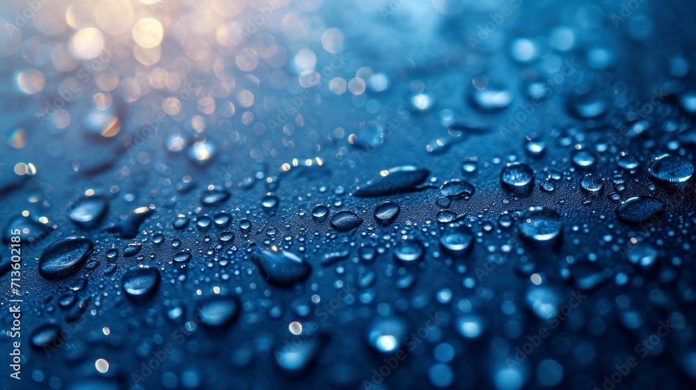Image of flowing water waves from an aerial perspective. that receives light from sunlight This creates a bright blue surface suitable for personal care, cosmetics, pharmacy or beverage promotion.
