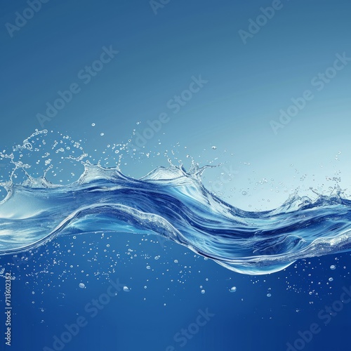 Image of flowing water waves from an aerial perspective. that receives light from sunlight This creates a bright blue surface suitable for personal care, cosmetics, pharmacy or beverage promotion.