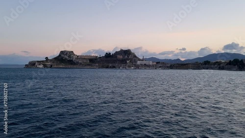 Corfu town - Greece. View from the sea. Looking towards the buildings of Corfu Town from Kerkira harbour on the Greek island of Corfu. Corfu is the second largest of the Ionian islands. photo