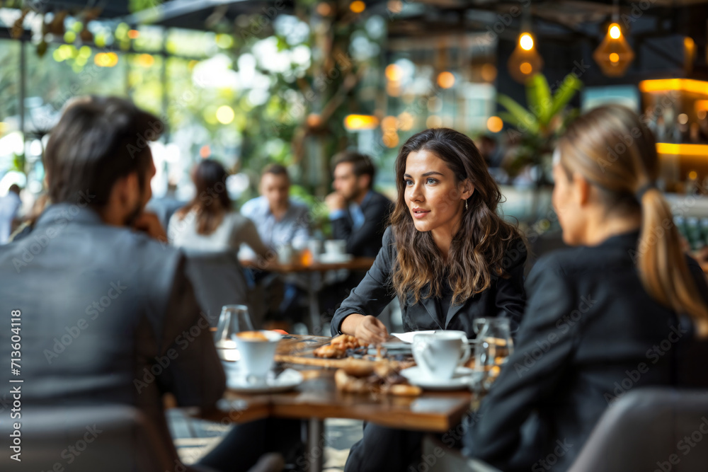 Business Meeting at Café Generative AI Business Meeting at Café Generative AI
