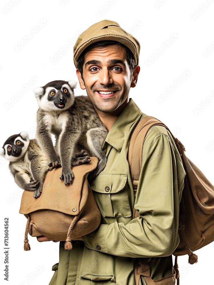 Experienced Male Zookeeper with Animals, AI Generated