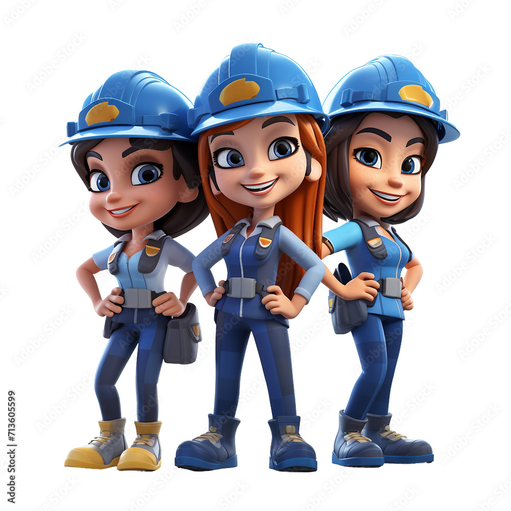 3d art, construction manager, children in uniform with a helmet 3d art, construction manager, children in uniform with a helmet