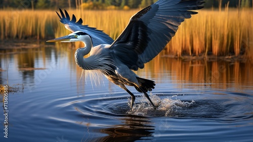 Majestic Heron Soaring Through the Sky with Graceful Wings Spread Wide - AI-Generative © Being Imaginative