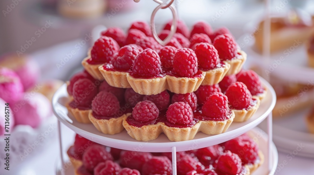 Heart-shaped tarts with raspberry filling generative ai Heart-shaped tarts with raspberry filling generative ai