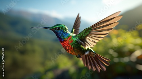 Graceful Hummingbird Captured in Mid-Flight with Stunning Clarity - AI-Generative