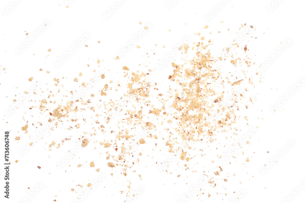 Hazelnuts ground pile scattered isolated on white, top view Hazelnuts ground pile scattered isolated on white, top view