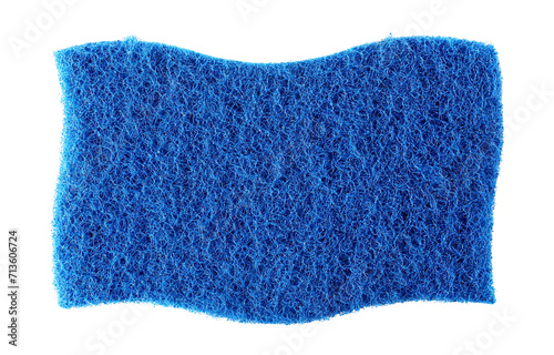 Tableau sur toile Blue sponge isolated on white background, top view