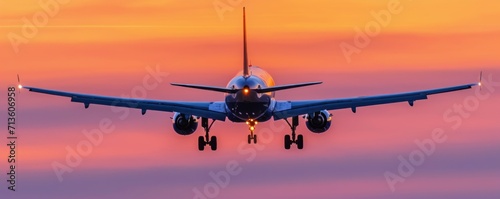 Airplane taking off a runway at twilight © Georgina Burrows