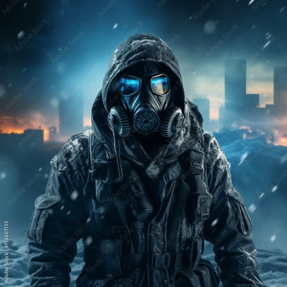 man in gas mask man in gas mask