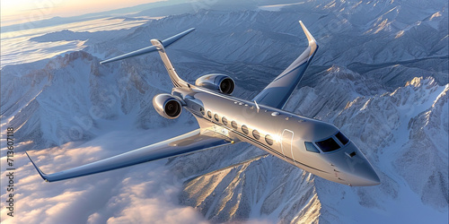 Gulfstream Aerospace luxury business jet in flight. 