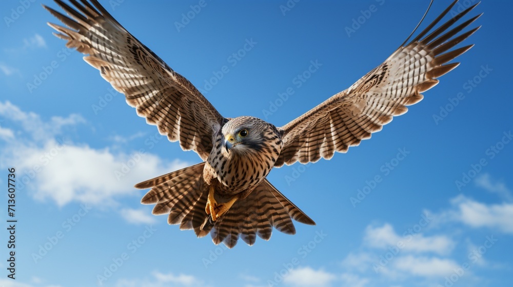 Fototapeta premium Graceful Kestrel in Dynamic Mid-Dive with Wings Spread - AI-Generative