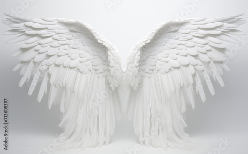 Angel wings.Minimal creative fantasy and vintage concept.Flat lay,top view,copy space.Generative Ai