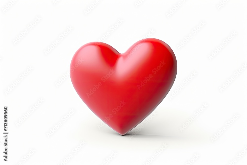 Red heart cartoon icon sign or symbol valentine romance concept on white background 3d illustration - generative ai Red heart cartoon icon sign or symbol valentine romance concept on white background 3d illustration - generative ai