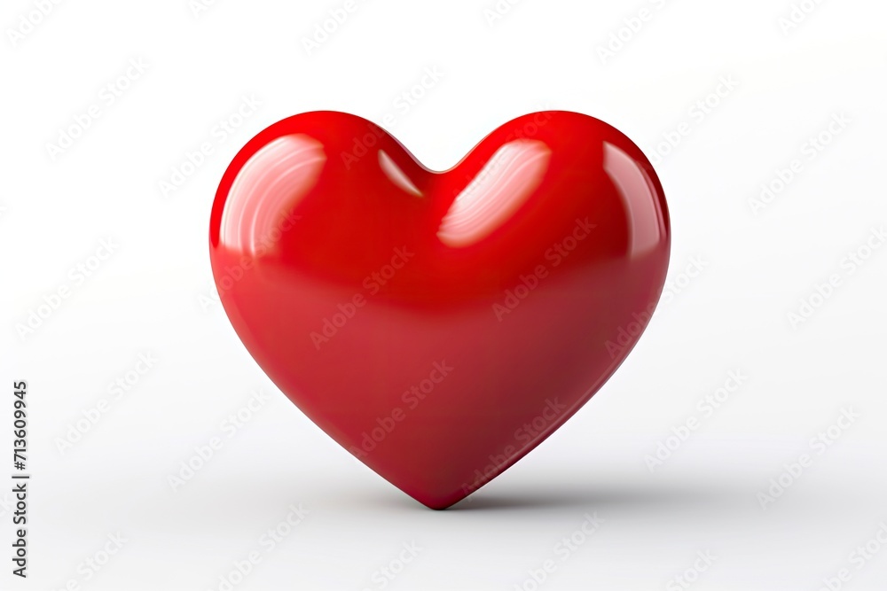 Red heart cartoon icon sign or symbol valentine romance concept on white background 3d illustration - generative ai Red heart cartoon icon sign or symbol valentine romance concept on white background 3d illustration - generative ai