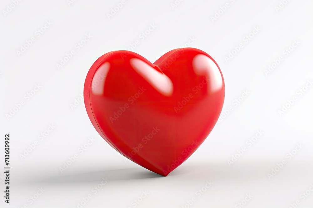 Red heart cartoon icon sign or symbol valentine romance concept on white background 3d illustration - generative ai Red heart cartoon icon sign or symbol valentine romance concept on white background 3d illustration - generative ai