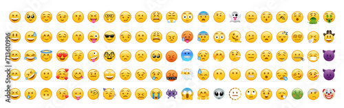 Set of realistic Smiley Emoji. Colorful emoticon set isolated on white background. EPS 10 vector illustration photo