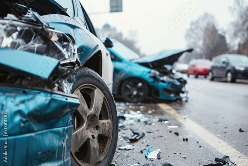 After the Impact: A Scene of Damaged Cars Following a Collision and Accident, Illustrating the Wreckage, Insurance Implications, and the Need for Automotive Repair and Recovery. © Mr. Bolota