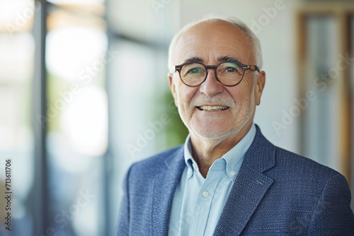 Smiling older bank manager or investor, happy middle aged business man boss ceo, confident mid adult professional businessman executive standing in office, mature entrepreneur headshot portrait