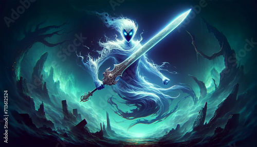 a ghost fighter wielding a legendary sword spirit.