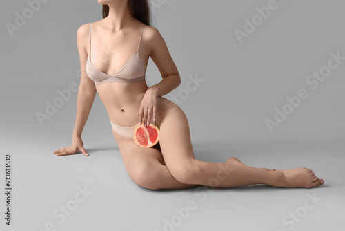 Young woman with half of gr...