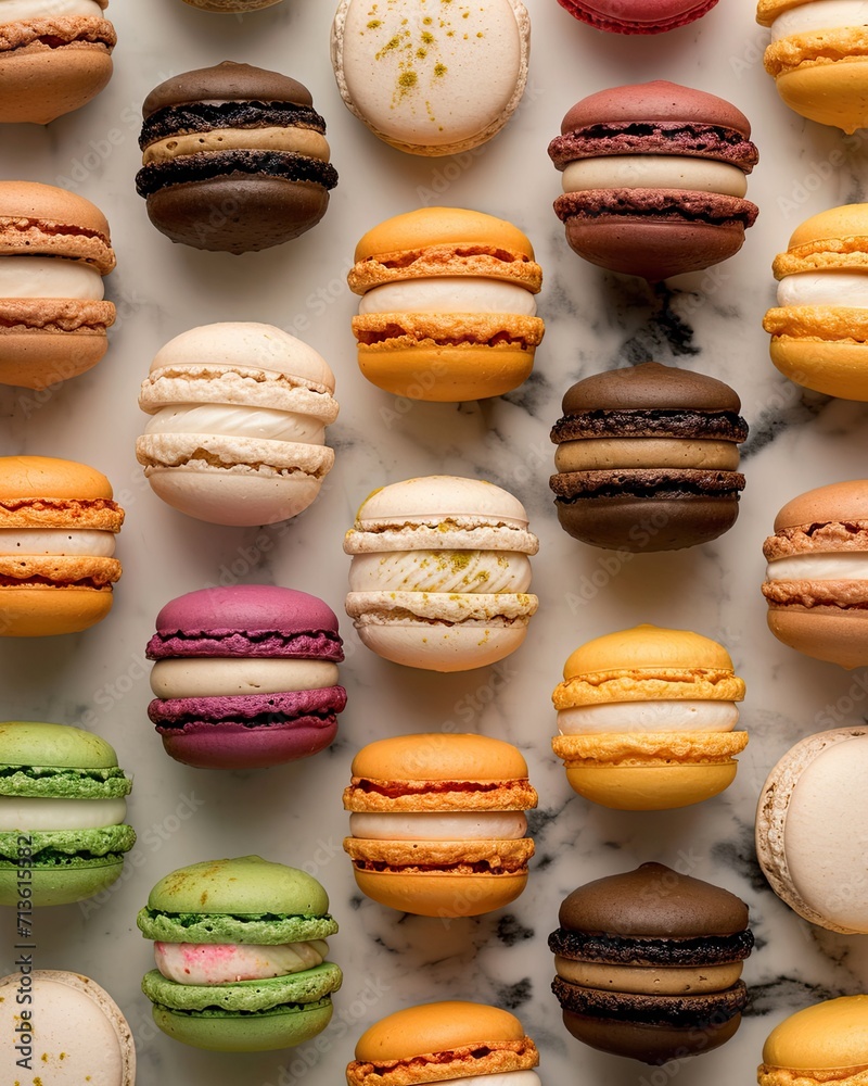 Assorted Macaroons Arranged on Table