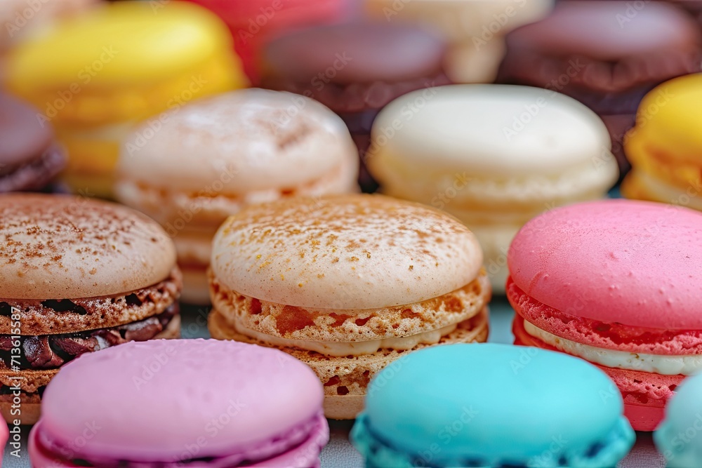 Obraz premium Colorful Macaroons Arranged on a Table