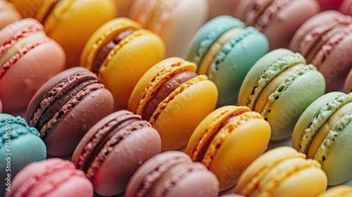 Close-Up of Multicolored Macaroons photo