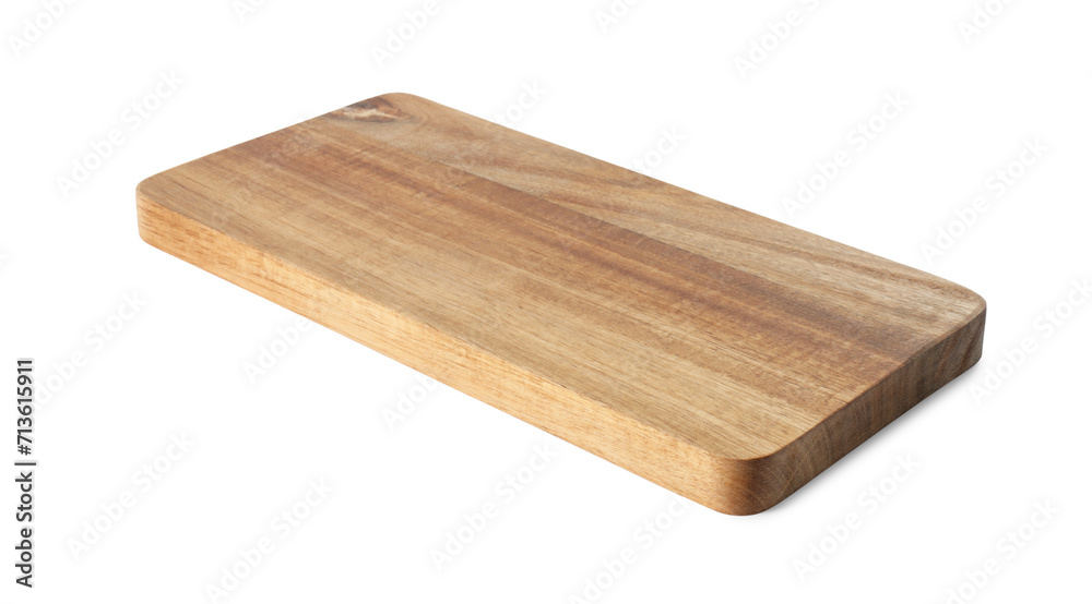 One wooden cutting board isolated on white
