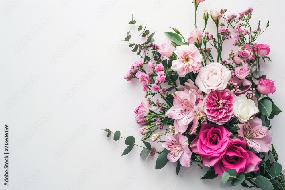 Pink and White Flower Bouquet on White Background Pink and White Flower Bouquet on White Background