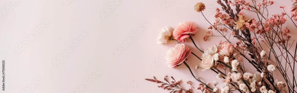 Pink Flower-Filled Vase on Table Pink Flower-Filled Vase on Table