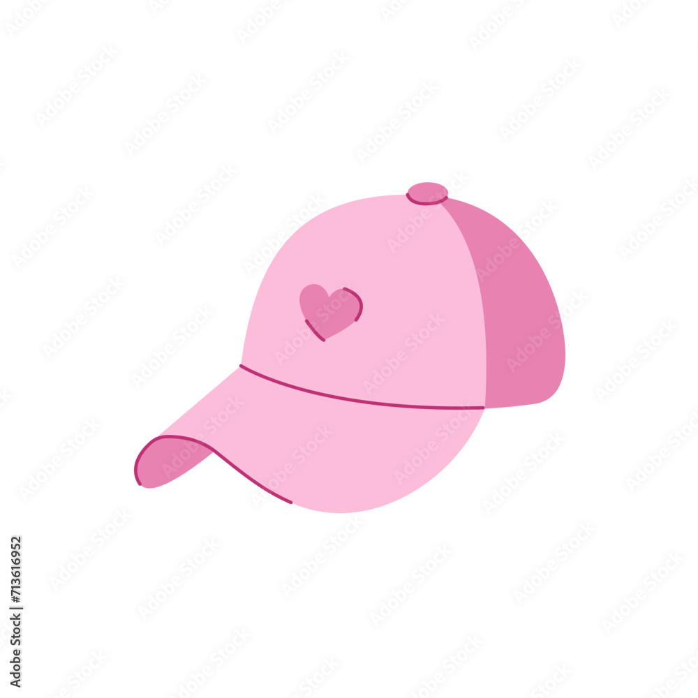 Pink sports cap. Summer clothing and accessories. Vector illustration Pink sports cap. Summer clothing and accessories. Vector illustration