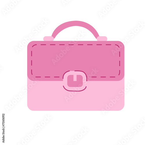 Pink handbag. Element of the spring summer look. Accessories for girls. Vector illustration.