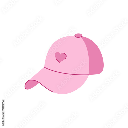 Pink sports cap. Summer clothing and accessories. Vector illustration