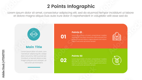 versus or compare and comparison concept for infographic template banner with big round box and stack list with two point list information