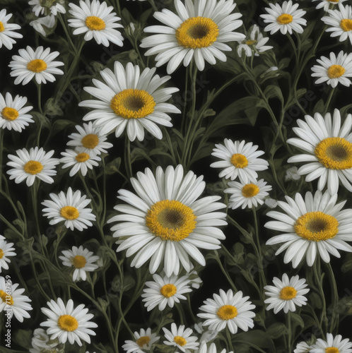 Watercolor bouquet of daisy flowers pattern. cute wallpaper design. Generative ai
