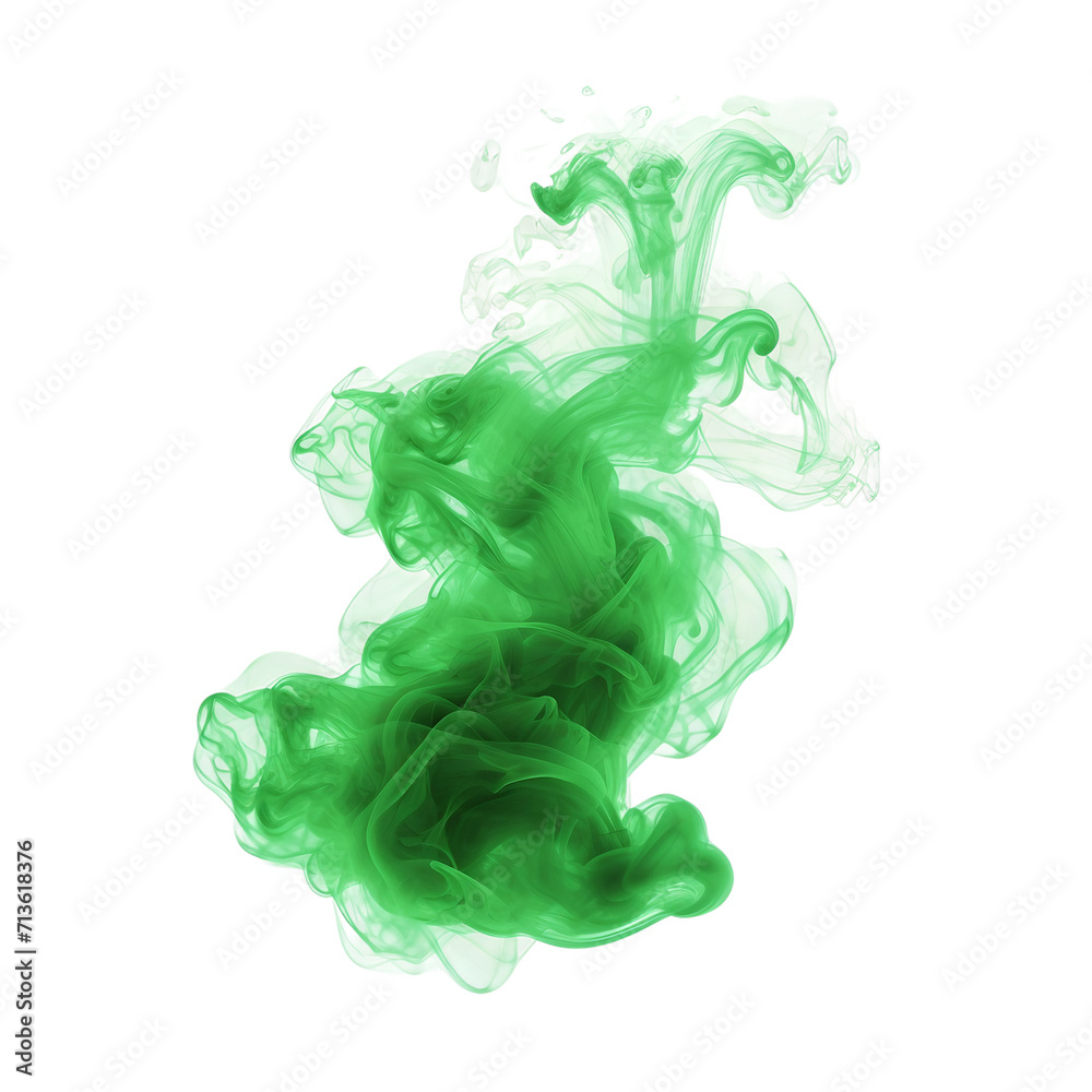 Transparent green smoke cloud isolated