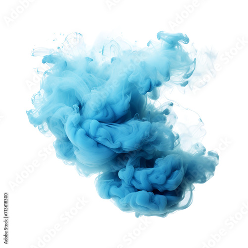 Blue smoke cloud ink in water transparent