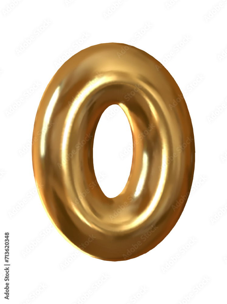 Gold metal number 0 realistic 3d design. 0 number on a white background. Vector illustration Gold metal number 0 realistic 3d design. 0 number on a white background. Vector illustration